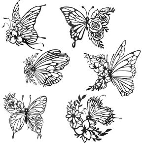 LIOUCBD 6Pcs Butterfly Decoration Wall Art, Metal Wall Decor, Flowers Wall Hanging Butterfly Decor for Bedroom Living Room Home Wall Indoor Outdoor Farmhouse Black