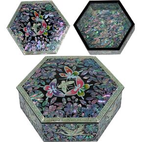 صندوق حلى من عرق اللؤلؤ بغطاء من جبل فبراير - هدايا بتصميم زهرة مع فراشة للنساء in Kuwait