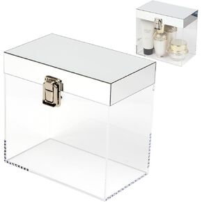 صندوق مكعب من الأكريليك الشفاف مع غطاء، حاويات تخزين مستحضرات التجميل والمجوهرات ذات المرايا، حاويات منظمة، صناديق تغليف هدايا لحفلات أعياد الميلاد وحفلات الزفاف السنوية، 6.7 بوصة × 3.9 بوصة × 6.3 بوصة in Kuwait