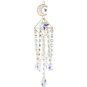 Moon&Love Hanging Sun Catcher, Home Decoration Sun Catcher with Crystal, Window Decorations, Color Light Capture, Birthday Gifts
