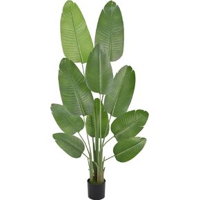 Ting's time 6ft Bird of Paradise Artificial Plant Fake Tropical Plants with 10 Trunks Lifelike Green Tall Faux Tree in Pot for Home Office Indoor Outdoor Modern Decor