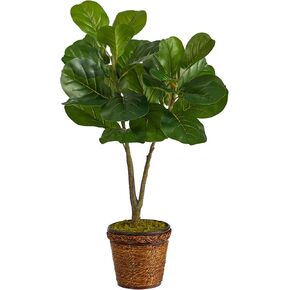 Nearly Natural 33in. Fiddle Leaf Fig Artificial Tree in Basket