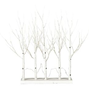 Vickerman 30" White Birch Twig Tree Grove - Warm White 3mm Wide Angle LED Lights - 5 Piece Set - Flexible Branches - White Wire Color - Indoor/Outdoor - 12 Inch Cord