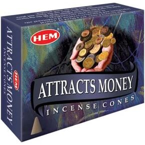 HEM Attracts Money Cones pack of 120 Cones | Natural Long Lasting Aroma | Home Essential, Aromatherapy Incense for Relaxation, Stress Relief & Good Luck