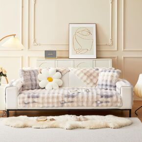 Sectional Couch Covers for 3 Cushion Couch Sofa Pet Friendly, Sofa Covers Washable 2 Cushion Couch, Sofa Slipcovers Loveseat Protector (1PC Seat Cover 35.5" X 63" Gradient Beige)