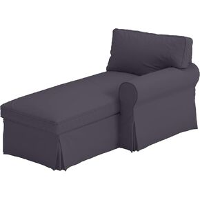 The Gray Ektorp Chaise with ARM Cover Replacement Is Custom Made Compatible for Ikea Ektorp Chaise Lounge with Arm Sofa Slipcover (ARM on Right)