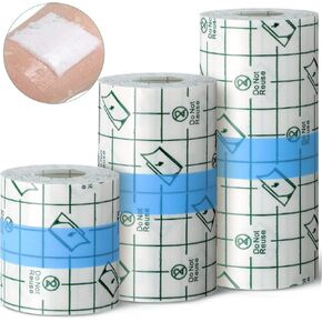 3 Pieces Transparent Stretch Adhesive Bandage Waterproof Bandage Clear Adhesive Film Bandages Dressing Tape, 2 inch x 5.47 Yard, 3 inch x 5.47 Yard, 4 inch x 5.47 Yard
