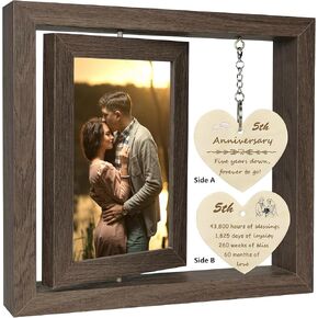 Happy anniversary frame gift, walnut wood photo frame brings you a unique anniversary surprise for her wife, husband, man, couple, boyfriend, girlfriend gift