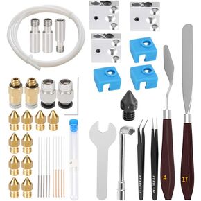 طقم فوهات Ender 3 Pro مكون من 42 قطعة، فوهة MK8 من الفولاذ المقوى + 10 فوهات + Heatbreak + كتلة سخان CR10 مع جورب سيليكون + إبرة تنظيف + أدوات طابعة ثلاثية الأبعاد للطابعة Ender 5 Pro Ender 3 V2 CR10 ثلاثية الأبعاد in Kuwait