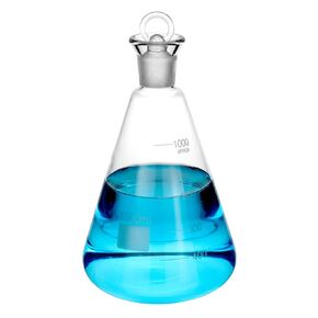 QWORK 500ml Lodine Flask with Stopper, Thick Wall Flask with 24/29 Standard Conical Outer Connection, 2 Pack Heavy Duty Borosilicate Glass Erlenmeyer Flask Interchangeable Stopper, Conical Shape