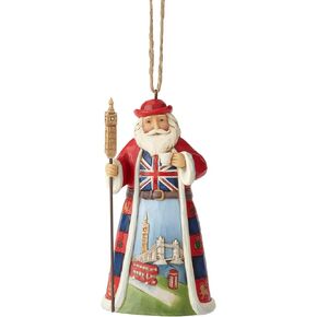 Enesco Jim Shore Heartwood Creek British Santa Hanging Ornament, 4.5", Multicolor for Christmas