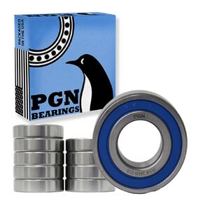 PGN (10 Pack) R14-2RS Bearing - Lubricated Chrome Steel Sealed Ball Bearing - 7/8"x1-7/8"x1/2" Bearings with Rubber Seal & High RPM Support