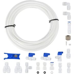Refrigerator Water Line Kit, CGELE Ice Maker Water Line Kit with 1/4" OD 39.4ft Water Line Reverse Osmosis Quick Connect Fittings Push To Connect Water Tube Fittings for Fridge Ice Maker