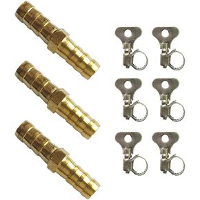 Expandable Garden Hose Repair Kit, Brass Flex Hose Repair Kit Hose Connector Mender Kit with Stainless Clamp Fits for 3/4"" or 5/8"" Collapsible Garden Hose Fitting, 3 Sets