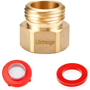 Litorange 2 Pack Lead-Free Hose Bib Adapter, 1-1/16" Fine Thread Female x 3/4 GHT Male Backflow Preventer Adapter with Washers for U.S. Standard Arrowhead Hose Bibs & Vacuum Breaker Faucet Fitting