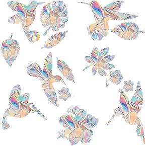 Anti Collision Window Sticker for Bird Strikes, Rainbow Window Decals for Wall Bird Strike Prevention, Rainbow Window Stickers to Save Bird Strikes No Glue Required (Hummingbird)