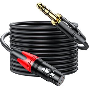 Rxonof XLR to 1/4 - XLR Female to 1/4 Cable 1FT, XLR to Quarter inch TRS Balanced Signal Interconnect Patch Cable for Microphone,Mixer,Guitar,AMP,Speakers