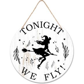 Halloween Decorations for Home Door, 10 in Witches Brew Coffee Round Wooden Hanging Sign, Farmhouse Home Window Wall Party Decoration Supplies A05