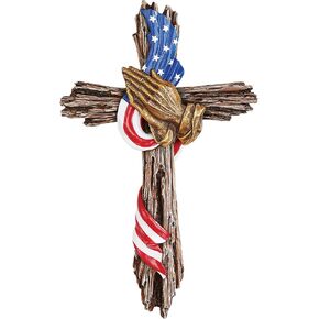 Collections Etc Patriotic Praying Hands Rustic Hanging Cross in Kuwait