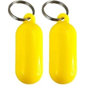 2Pcs Yellow Floating Keychain Pills-Shape Float Key Rings for Boat Sailings Kayak Surfing Water Sports Floating Key Chain Sports Fan Key Chains Car Keychains