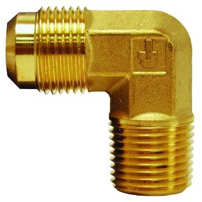 149F-10-8 Brass 90 Degree Forged Male Elbow, 45 Degree Flare Fitting, 5/8" Flare Tube x 1/2" Male Thread