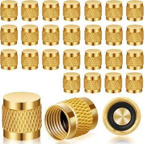 50Pack 1/4'' Flare Cap, Round Brass HVAC Locking Caps, W/Neoprene O-Ring Seal AC Service HVAC Valve Caps