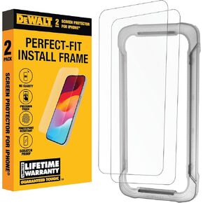 DEWALT Glass Screen Protector for iPhone 14 Pro — Apple Compatible Tempered Glass Screen Protector — Easy Install Screen Protection for iPhone 14 Pro — Applicator Included — 2-Pack
