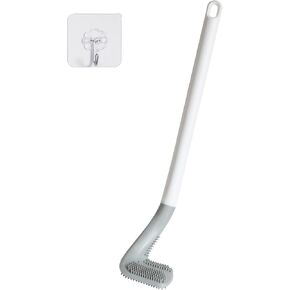 Golf Toilet Brush, Toilet Cleaning Brush, Flexible Bendable Silicone Long Handled Toilet Brush, 360° Deep Toilet Bowl Cleaning Brush,Quick Drying Toilet Brush for Bathroom with a Hook (White)