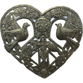 it's cactus - metal art haiti Peace Sign, Haitian Love and Friendship Heart, Inspirational Family Wall Decor, Garden Plaques, 12 Inche