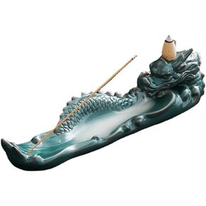 Ceramic Incense Holder Dragon Incense Burner for Sticks with Ash Catcher Backflow Incense Burner Perfect for Aromatherapy Meditation Yoga Spa Room Decor No Mess Incense Tray