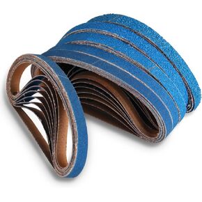 3/8 x 13 Inch Zirconia Sanding Belts, 42 Pcs 7 Each of 40/60/80/120/180/240 Assorted Grits, Belt Sander Sanding Belts for Woodworking, Metal Polishing, Cars and Furniture