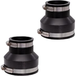 Fernco 1056-32 3-in. x 2-in. Flexible PVC Reducing Pipe Coupling for Cast Iron and Plastic Plumbing Connections, 2-Pack