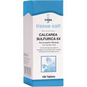 UNDA Calcarea Sulfurica 6X | Homeopathic Remedy Helps Temporarily Relieve Skin Irritations and Tender Gums | 100 Tablets