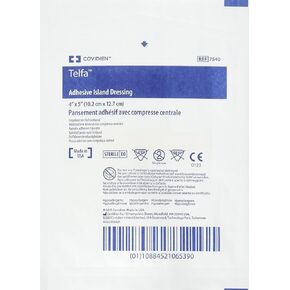 Kendall 7540 Telfa Adhesive Island Dressings - 2 in.X3 in. Pad Size 4 in.X5 in. Overall (Box of 25)