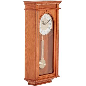 Bulova C4419 Manorcourt Chiming Clock, Golden Oak Finish, Brown