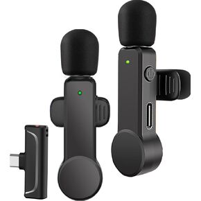 NPTCL Wireless Microphone for iPhone and Android Phones - 2 Pack Cordless Lavalier Lapel Microphone Noise Canceling Lav Mic for Video Recording Vlog TikTok Instagram