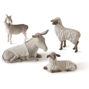 Willow Tree Sheltering Animals for The Holy Family, Sculpted Hand-Painted Nativity Figures, 4-Piece Set