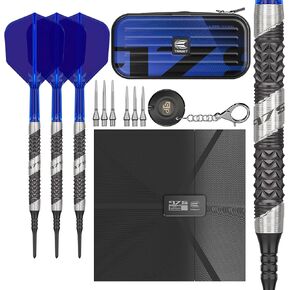 Target Darts 975 Ultra Marine 20G 97.5% Tungsten Soft Tip Darts Set with K-Flex