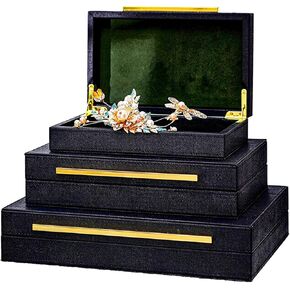 XINSTAR Faux Ivory Shagreen Leather Decorative Boxes,Decorative Storage Boxes With Lids 3 Pcs Set,Storage Boxes Jewelry Organizer,Women'S Accessory Organizer Men'S Jewelry Organizer