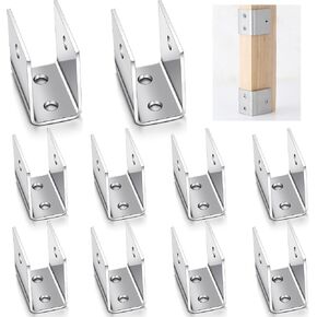 Gisafai 10 Pcs U Bracket Stamped 304 Stainless Steel Bracket, Thickness 2mm Installation Fasteners, U Brackets for Mounting Indoor Outdoor Door, Partitions, Pilasters (3/4" Panels)