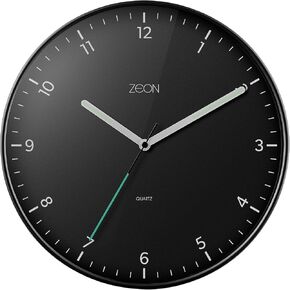 ZEON Round Analogue Wall Clock, Easy to Read Black Wall Clock for Living Room, Kitchen, Bedroom & Office, 30cm Diameter, CE4553
