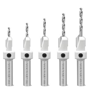 YOUYAR Carbide Tipped Pro Countersink Drill Bit Set #4, 6, 8, 10, 12, 5-Piece Drill Bit for Wood,High Speed Steel Woodworking Carpentry Reamer