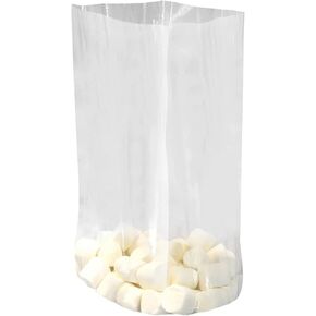 Gusseted Plastic Poly Bag - 24x20x48 & (25 Bags) 2Mil | Heat Sealable | Durable Open Top Clear Plastic Bags with Twist Ties for Party Favor, Cookie, Candy, Small Gift Wrapping, Dessert, Bakery Bags