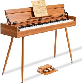 88 Key Weighted Digital Piano- Wooden Desk Electric Piano Transforms Between Desk and Vanity - Progressive Hammer-Action Keyboard, Perfect for Beginners with MIDI Functionality