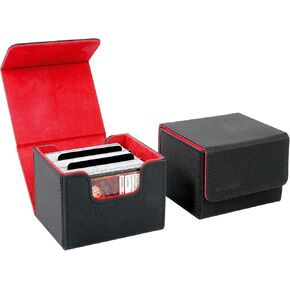 ProCase Card Deck Storage Box with 6 Dividers, Fits 1400 Sleeved Cards Leather Card Deck Case Organizer with Strong Magnetic Closure for MTG, TCG, Toploader, Yugioh, Sport Cards -Black