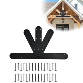 Gable Plate,Black Powder-Coated Truss Connector Bracket,6:12 Pitch,4 mm / 0.16" Steel Truss Nail Plates for Wooden Beam Fixed,Decorative Gable Plate with Bolts Support Shed Build…