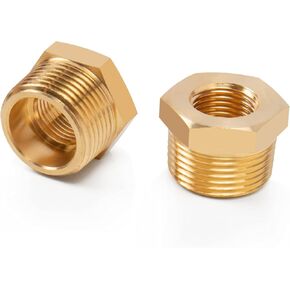 Brass Reducer Hex Bushing Threaded Pipe Fitting, Heavy Duty Threaded Pipe Fitting Adapter (3/4 Male NPT x 3/8 Female NPT, 1)