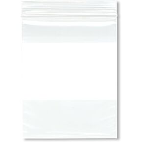 Plymor 4" x 5" (Pack of 100), 2 Mil White-Block Zipper Reclosable Plastic Bags