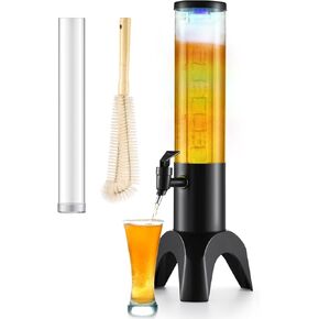 2PCS Drink Tower, 1.5L Mimosa Tower Dispenser With Ice Tube and Led Light, Tabletop Beer Dispenser 1.58 Qt./50oz, Ideal for Parties Bars Pubs Restaurants