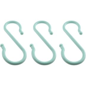 E-outstanding 3pcs Plastic S Shaped Double Head Hanger Hook Bathroom Nail Hooks Wardrobe Clothes S Hooks, Blue L Size 15.2cm